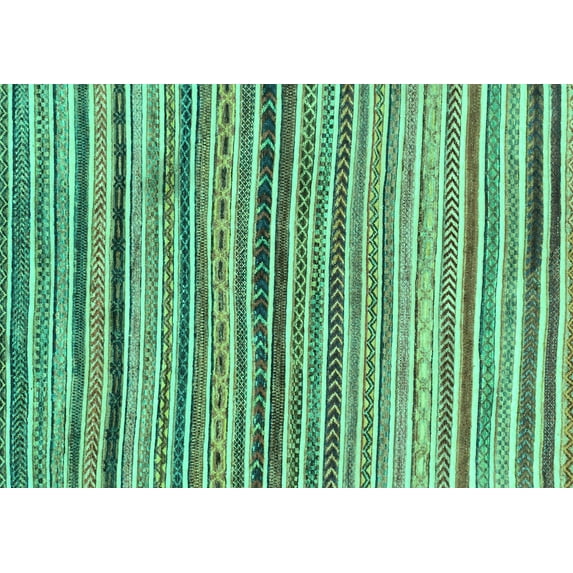 Ahgly Company Machine Washable Indoor Rectangle Abstract Turquoise Blue Modern Area Rugs, 2' x 5'