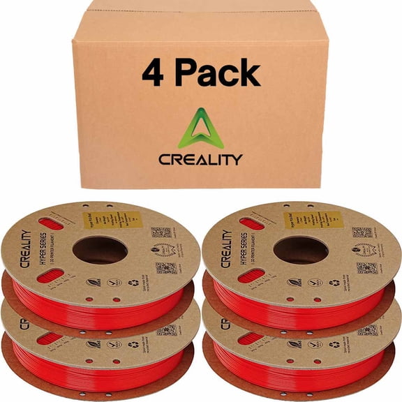 Creality Hyper PLA 3D Printer Filament 1.75mm Red, 1kg, High-Speed - 4pk