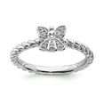 thumbnail image 1 of Sterling Silver Stackable Expressions Polished Diamond Angel Ring - Size 6, 1 of 3