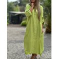 thumbnail image 1 of JUNWELL Chemise en Coton et Lin Longue Robe pour Femmes Cardigan à Manches Longues Décontracté Robe Musulmane Femmes Kaftan Gilet à Simple Boutonnage, 1 of 7
