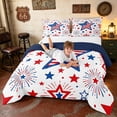 thumbnail image 3 of Manfei Star Firework Queen Comforter Set, Patriotic July Fourth Comforter Sets Queen, White, Navy Reversible 3-Piece, 1 Comforter and 2 Pillowcases, 3 of 6