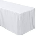 thumbnail image 3 of Efavormart White Fitted Premium Polyester Rectangle Tablecloth 8ft Table Cover For 96"x30" Tables - 220GSM, 3 of 5