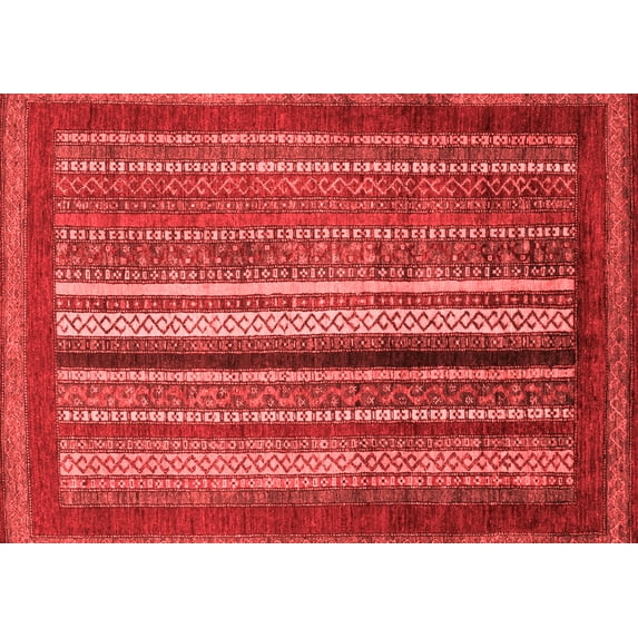 Ahgly Company Machine Washable Indoor Rectangle Abstract Red Modern Area Rugs, 3' x 5'