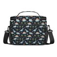 thumbnail image 3 of Dinosaur and Palm Navy Pattern Insulated Lunch Box for Women Men, Medium Leakproof Cooler Bag with Adjustable Strap, 10"x6.7"x8", 3 of 6