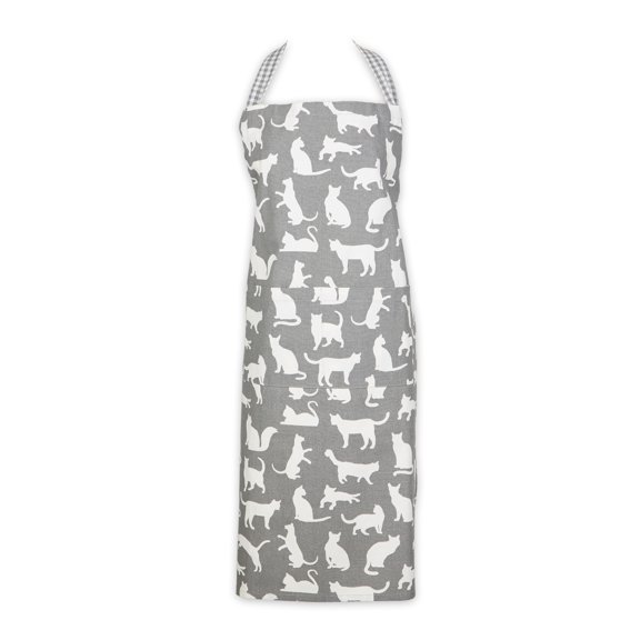 Grey Cat Print Chef Apron