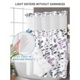 thumbnail image 6 of No Hook Shower Curtain with Snap-in Liner, Grey Purple Botanical Waterproof Fabric Bathroom Curtains, Watercolor Spring Floral Summer Leaf Bath Curtains & Mesh Top Window 60"x72", 6 of 9