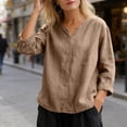 thumbnail image 3 of Iyufng V-Neck Tops for Women Short Sleeve Solid Color Loose-Fit Blouses Summer Casual Tops, 3 of 6