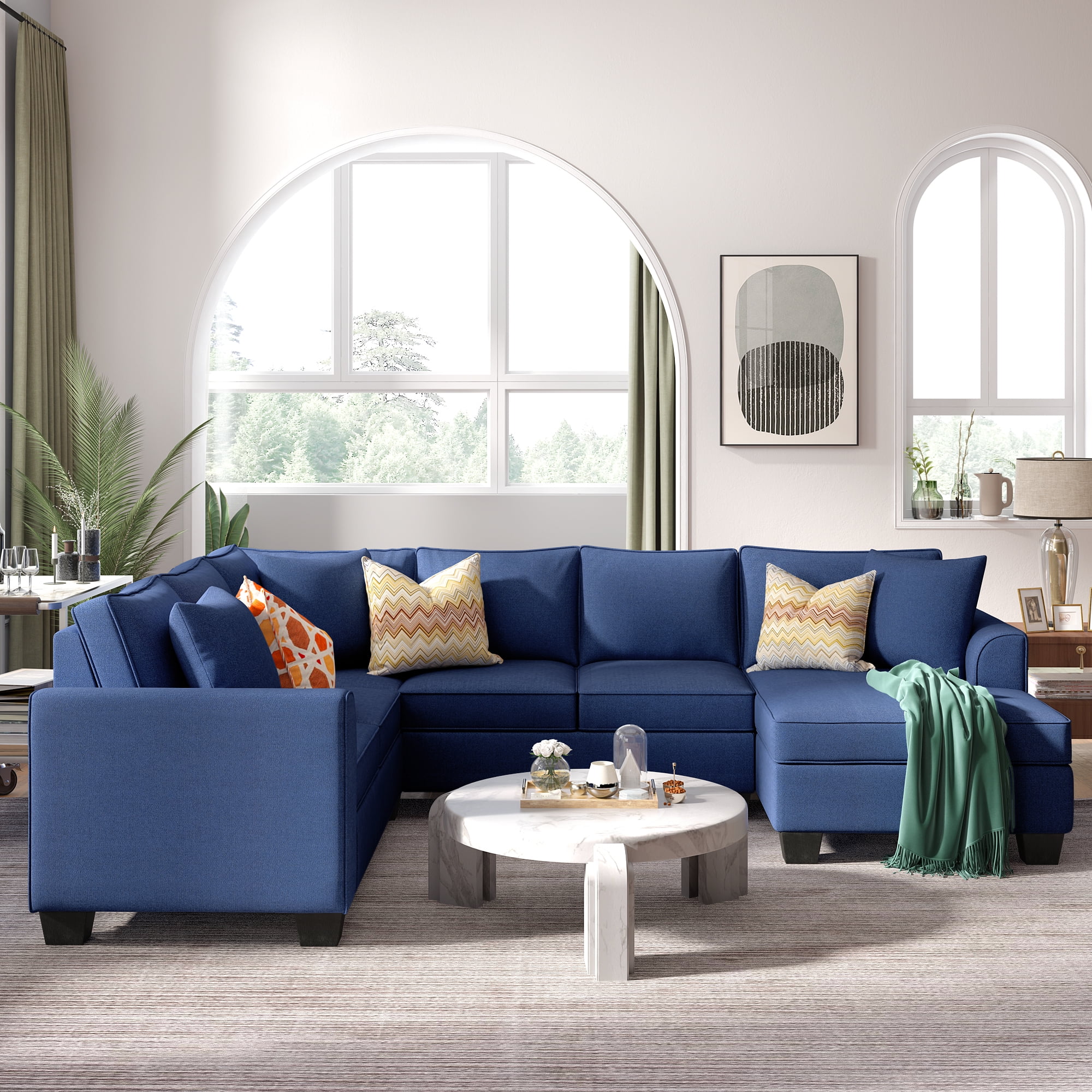 Details about   Modern Contemporary Sectionals Leather sofa furniture Fabric couch In 7 Colors 