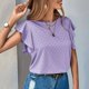 thumbnail image 4 of Gibobby Playera Corte clásico para Mujer Nueva camiseta informal manga corta con manga hueca europea y americana para mujer(Morado,M), 4 of 5