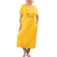 thumbnail image 1 of Women's Plus Size Nightgown Cat Print with Pocket Sleep Dress Sleepwear Yellow 3X, 1 of 6
