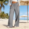 thumbnail image 2 of Nestiefly Wide Leg Linen Pants Womens Summer Loose Beach Pants for Women Vacation Lightweight Straight Leg Trousers with Pockets 2026 Gray L, 2 of 8