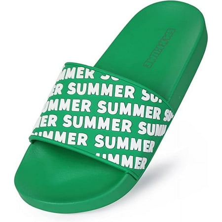 

Kitsin Women s Trendy Embossed Slides Open Toe Rubber Pool Beach Shower Sandals