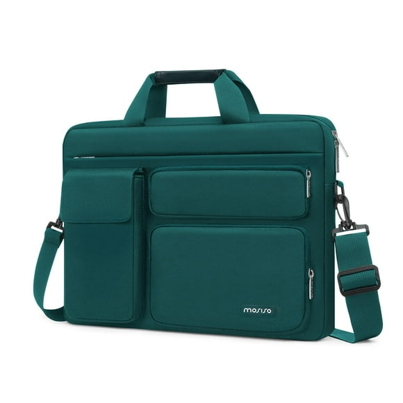 Bolso de hombro para portátil MOSISO de poliéster verde azulado de 15.6 pulgadas