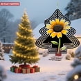 thumbnail image 3 of Vibrant Metal Hanging Christmas Tree Wind Spinner - Geometric Design with Sunflower Motif Concentric Lines & Playful Orange Dots for Garden Decor, 3 of 7