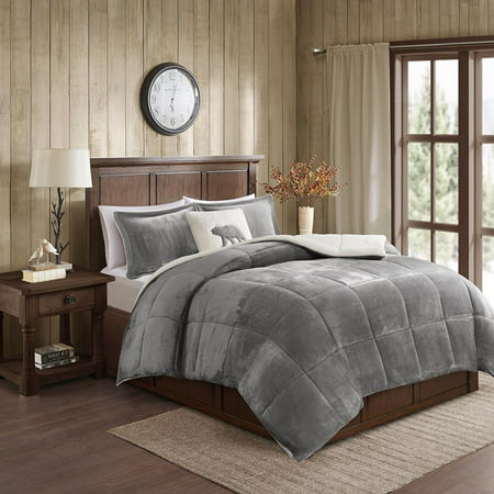 Woolrich Alton Plush to Sherpa Down Alternative Comforter Set King Bring the warmth and comfort of a cabin retreat to your bedroom with the Woolrich Alton Plush to Sherpa Comforter Set. Made from ultra-soft plush and reversing to a cozy berber  this comforter set provides an exceptionally soft and cozy feel. The down alternative filling provides maximum warm. The set includes 1 decorative square pillow.