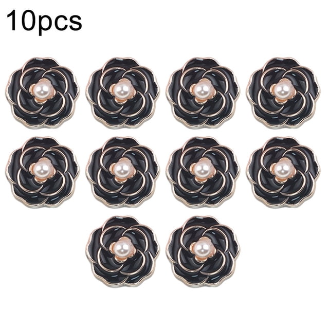 BUYISI Diy Projects Diamond Flower Embellishment Flat Back Design Rhinestone Flower Pearl Embellishment Diy Wedding Scrapbook Is Black