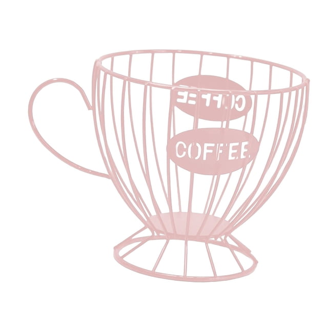 Lipstore Coffee Pod Holder Coffee Capsule Organizer Large Capacity Snack Storage Basket Container for Table Kitchen Hotel Dinning Room Pink
