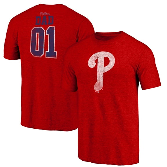 Men's Red Philadelphia Phillies Father's Day Greatest Dad Tri-Blend T-Shirt