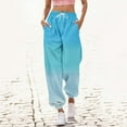 thumbnail image 2 of hotojiny Womens Sweatpants High Waisted Drawstring Lounge Jogger Pants Trendy Gradient Loose Trousers with Pockets, 2 of 5