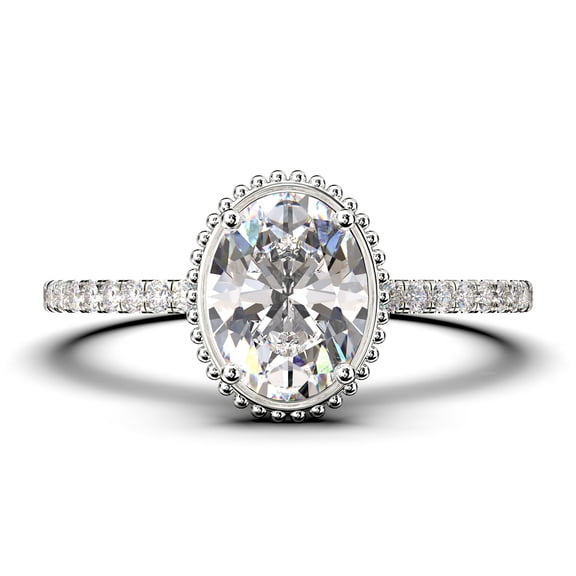 Gorgeous Minimalist 1.50 Carat Oval Cut Diamond Moissanite Engagement Ring, Floral Wedding Ring In 925 Sterling Silver With 18K White Gold Plating, Surprisingly Gift For Her, Promise Ring