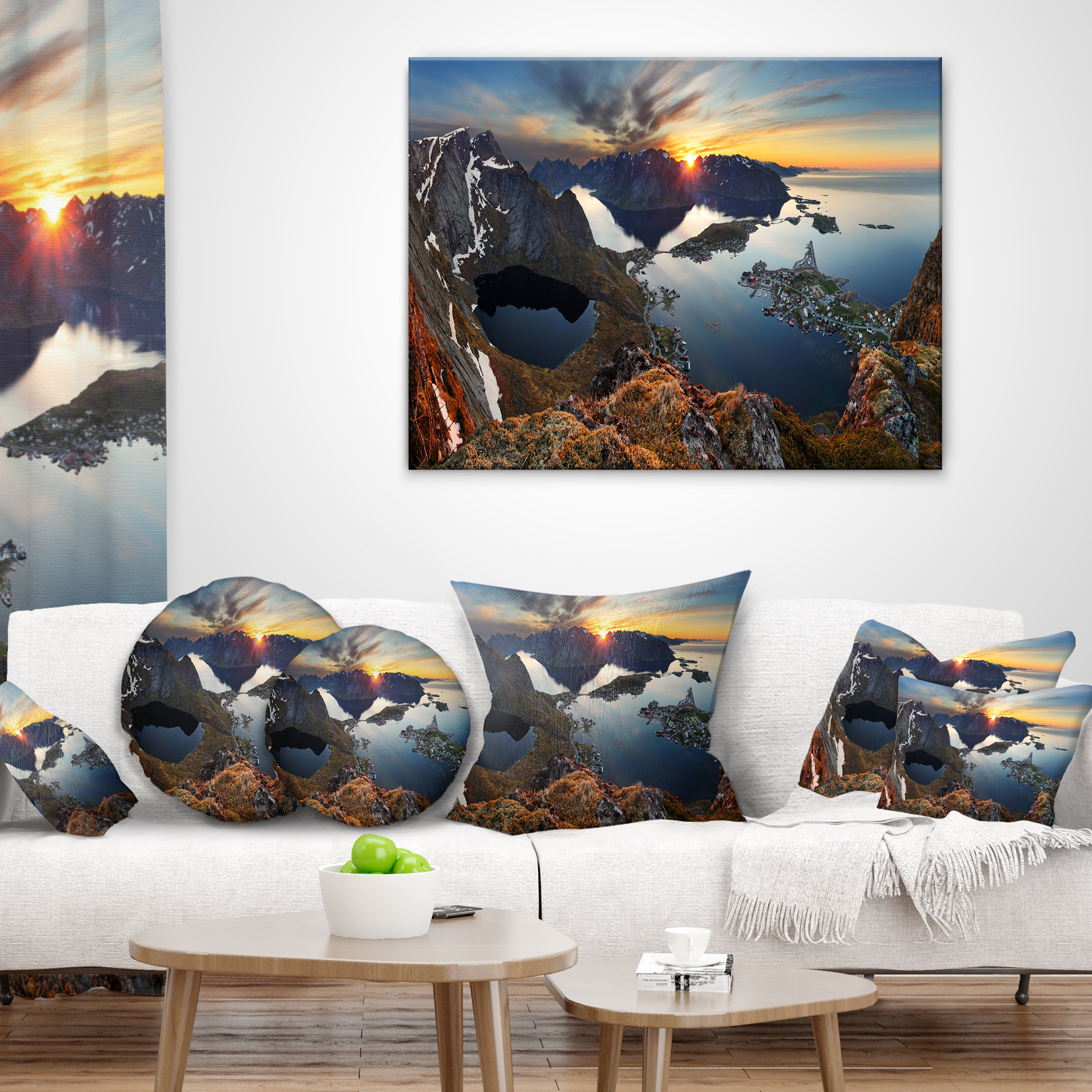 Designart Rocky Sea Mountains - Seascape Photography Throw Pillow - 16x16
