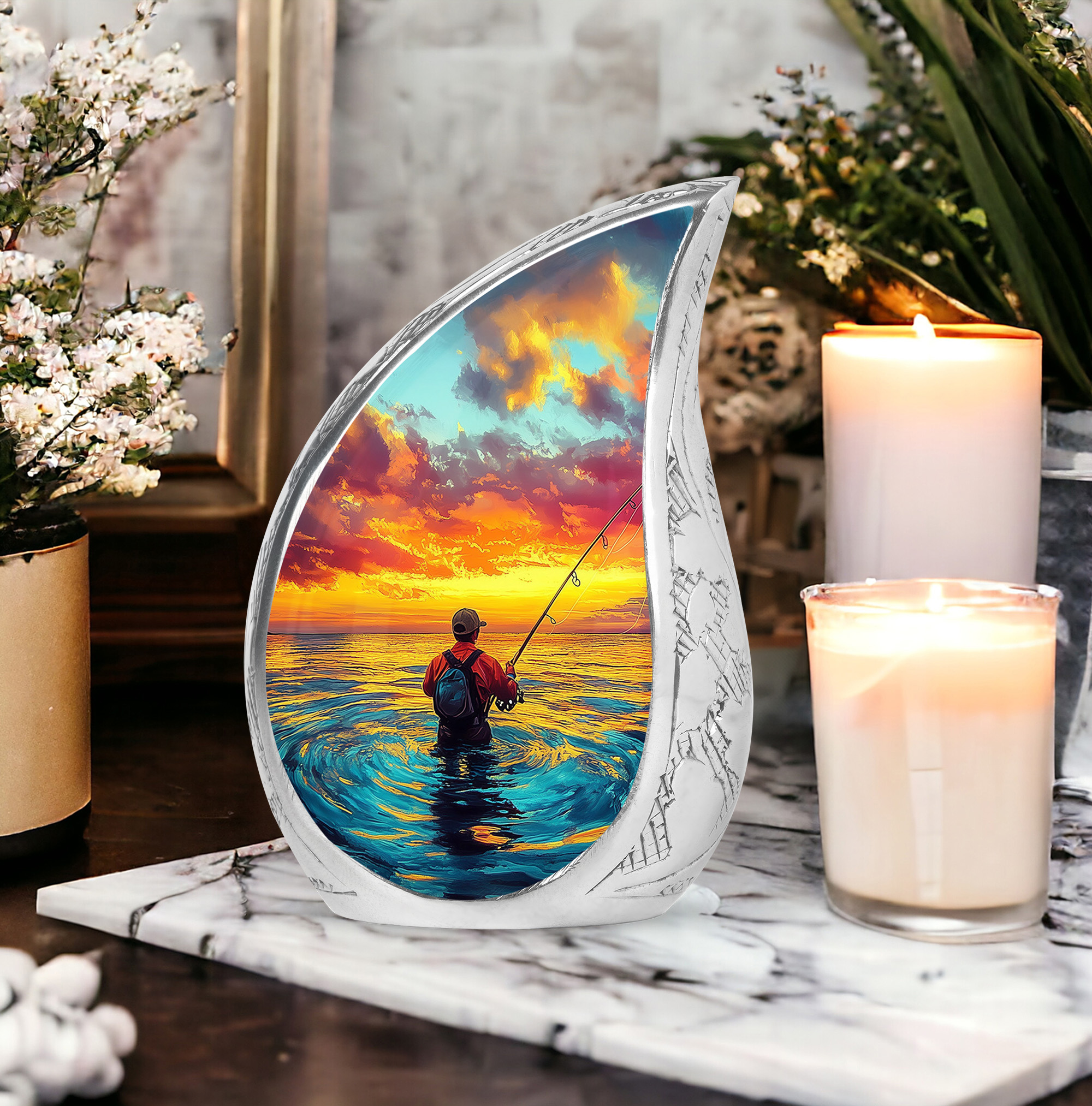 SABURIAL Fishing Urn - Burial Urn for Ashes - Combo 2 - Large with 3 Inch Pack of 2 - Keepsake Urns for Men & Women - Human Remains for Mom & Dad - Memorial Urns for Human Ashes