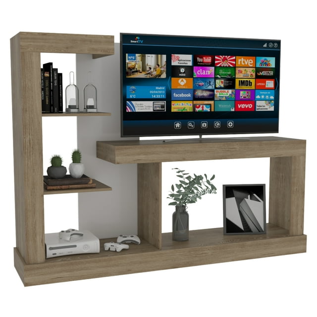 Mueble Mesa Minotti P/ Tv 55pulg Miel Blanco Excelsior