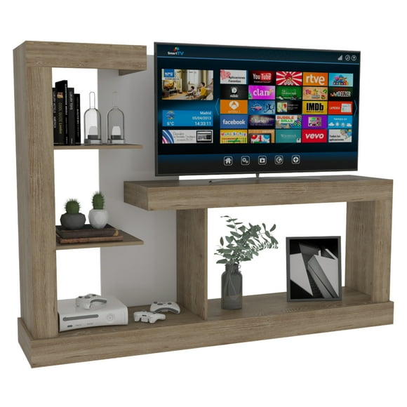 Mueble Mesa Minotti P/ Tv 55pulg Miel Blanco Excelsior