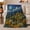 Night Garden House, variant on Sunflower Starry Night Post-Impressionist Scene, Dramatic Celestial Scene, Warm Flannel Blanket for Home Library and Reading Nook, Celestial Art Lovers Housewarming Gift, Celestial Home Decor