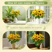 Sunflower Fabric Ribbons DIY Craft Kit with a Variety of Accessories - Fabric Ribbons DIY Craft Kit Sunflower for Mom Mothers Day Birthday Anniversary Christmas Valentine Gifts (Yellow)