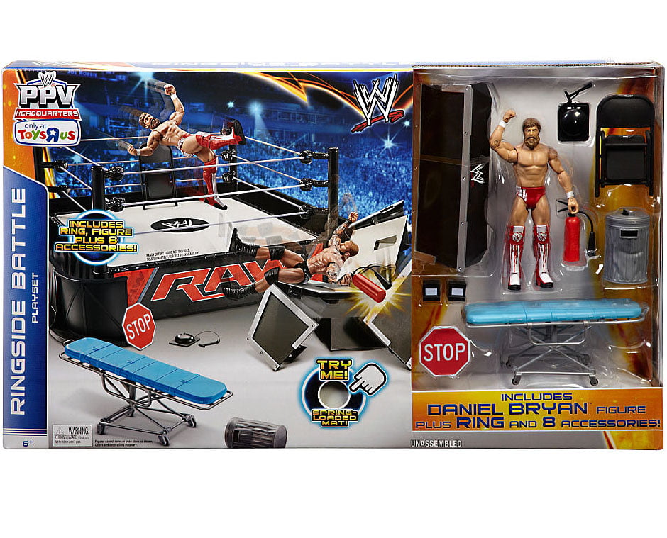 Ringside Battle Ring Playset Daniel Bryan Action Figure Wwe Wrestling Walmart Com