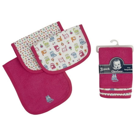 Gerber 3-Pack Girl's Burpcloths, Terry