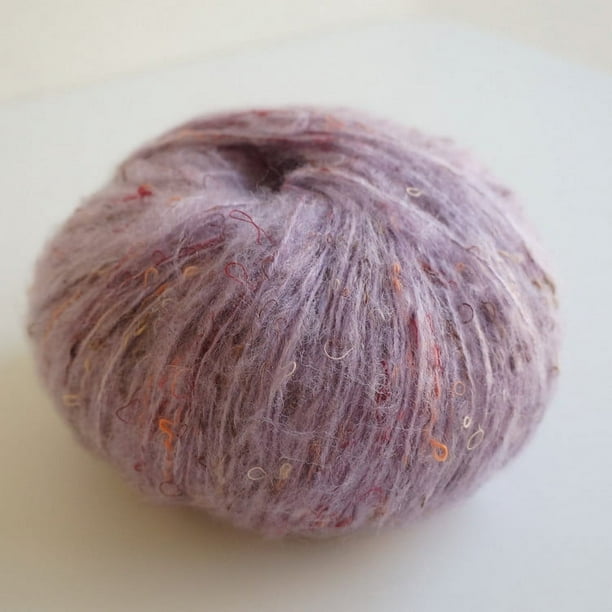 Zhuge Hilo de lana ligera para manualidades, 2 rollos, 262 yds/100 g, mezcla súper suave y esponjosa para tejer y hacer crochet de gorros, chales, prendas y mantas multicolores, perla clara