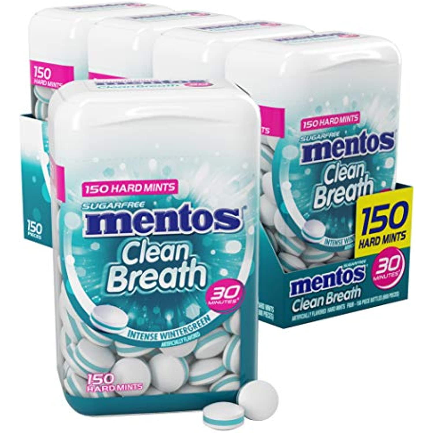 Mentos Clean Breath Sugarfree Hard Mint, 150Pc, Intense Wintergreen