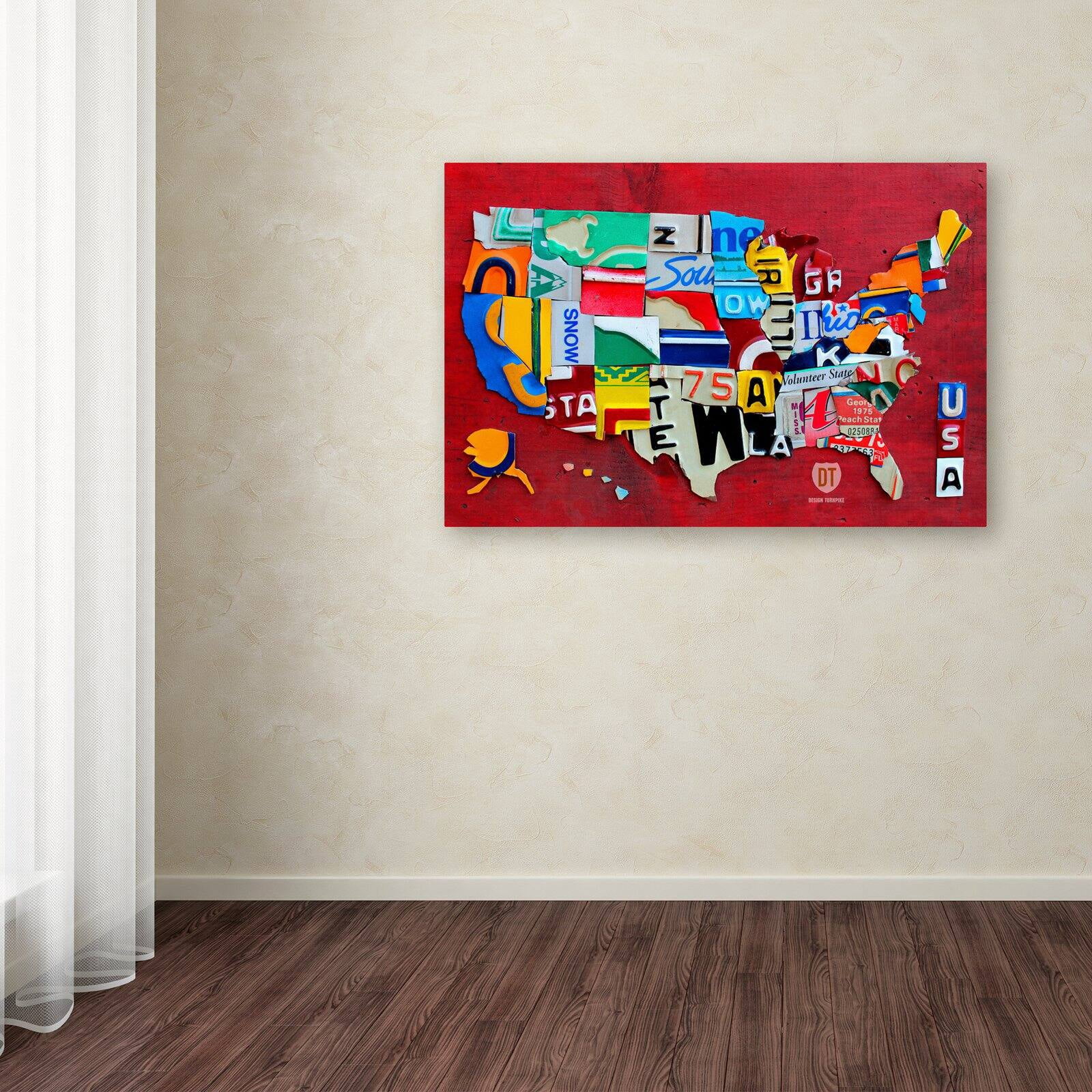Trademark Fine Art 'License Plate Map Miniature' Canvas Art by Design Turnpike