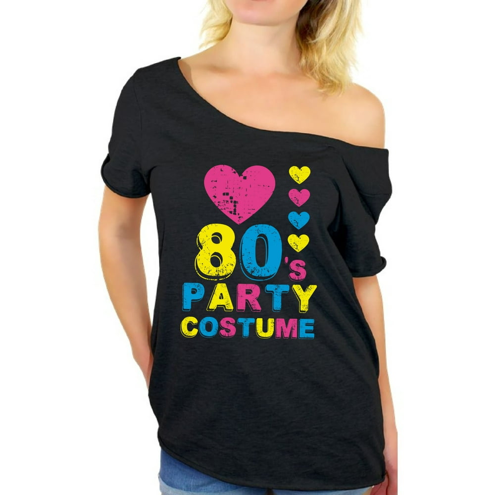 Awkward Styles - Awkward Styles 80s Party Costume Shirt Off Shoulder I Love the 80s Shirt Womans
