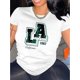 thumbnail image 1 of Camiseta básica para mujer verano SuaveArt Letter Print Comfy T-Shirt, Round Neck Short Sleeve Sports Tee, Women's ActivewearFather's Day, Mother's Day, New Year, Spring Festival, Valentine's Day, I, 1 of 6