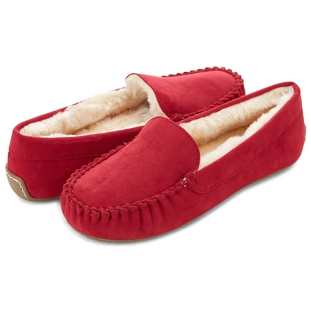 

Floopi Women s Indoor/Outdoor Faux Fur Lined Basic Moccasins Slipper With Memory Foam Medium Width