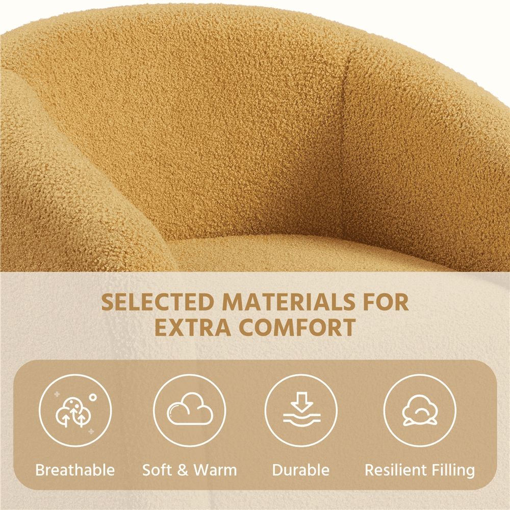 Renwick Set of 2 Boucle Upholstered Club Chair, Mustard Yellow