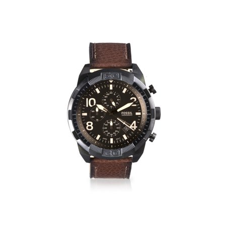 Fossil Bronson FS5875 Elegant Japanese Movement Fashionable Chronograph Dark Brown Eco Leather Watch
