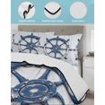 thumbnail image 4 of Quilts King Size, Retro Rudder Coastal Soft Comforter Bedding Set for Bed, Summer Beach Ocean Nautical Lightweight Quilted Bedspread with Pillow Cover(2 Pieces) for All Season, 96x106 Inch, 4 of 6