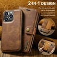 thumbnail image 2 of For iPhone 13 Pro Max DG.MING Crazy Horse Texture Detachable Magnetic Leather Phone Case,Brown,For iPhone 13 Pro Max, 2 of 9