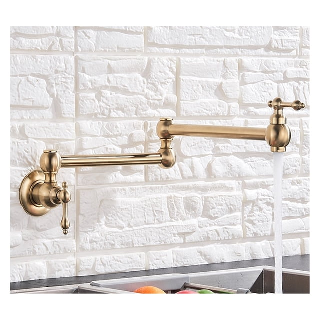 Brushed Golden Kitchen Faucet Single Cold Water Single Lever Foldable Rotatable Spout Wall Mount Sink Tap 9 Types ,bar Laundry RV Farmhouse