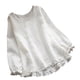 thumbnail image 2 of ICHUANYI Clearance Women's Fashion Solid Color Long Sleeves Blouse Round Neck Side Of Casual Tops(White, L) ICHUANYI WER2023080909249, 2 of 8