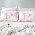 thumbnail image 4 of Initial Letter P Duvet Cover Set Queen Size,Princess Style Pink Bowknot Girly Romantic Bedding Set,Young Teens Room Decor,Dreamy Bow Love Hearts Kawaii Pink Quilt Cover,No Comforter, 4 of 6