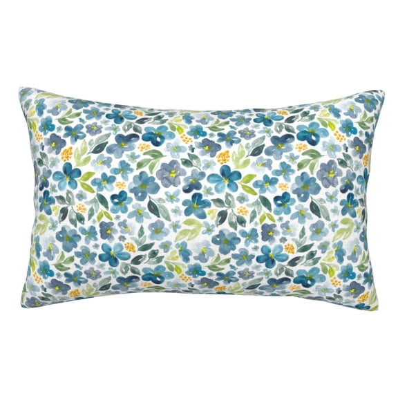 Kdxio Cotton Pillow Cases 14"x20" Pillowcases,Soft and Breathable Bedroom Pillow Cases-Floral In Blue-No Pillow Core