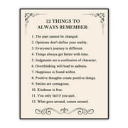 Buffay "12 Things to Always Remember"- Inspirational Wall Art- Life Quotes Poster- Positive Thinking Reminders Wall Dcor- Unframed Artwork Print