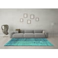 thumbnail image 3 of Ahgly Company Machine Washable Indoor Square Persian Turquoise Blue Bohemian Area Rugs, 4' Square, 3 of 4