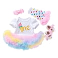 thumbnail image 3 of Tiweut Girls Outfits Birthday 3 Piece Party Short Sleeve Romper Tutu Skirt and Hair Clasp Suits,12-24 M, 3 of 7