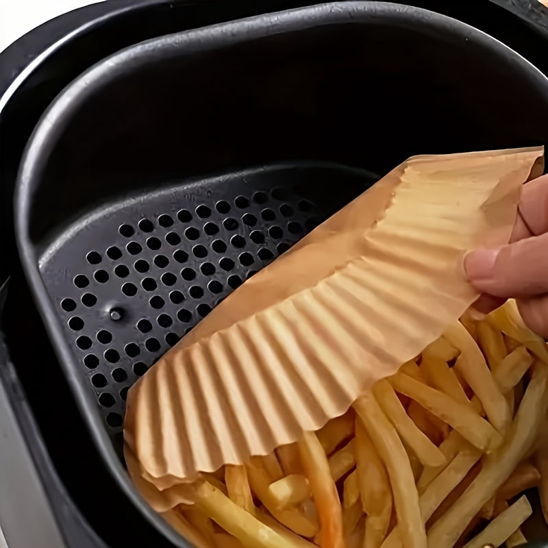 100pcs  Air Fryer Liner Paper Suitable for Oven and Microwave - Coating-Free Heat-Resistant Non-Stick Baking Paper, for Home and Commercial Use
